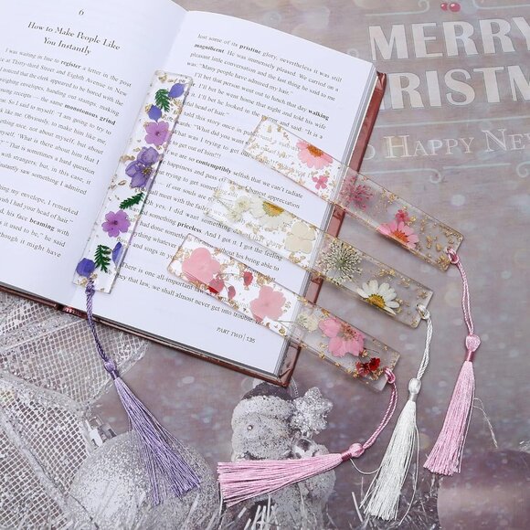 Bookmarks for Women, 2PCS Book Marks for Reading Women, Durable Handmade Dried F - Picture 2 of 7